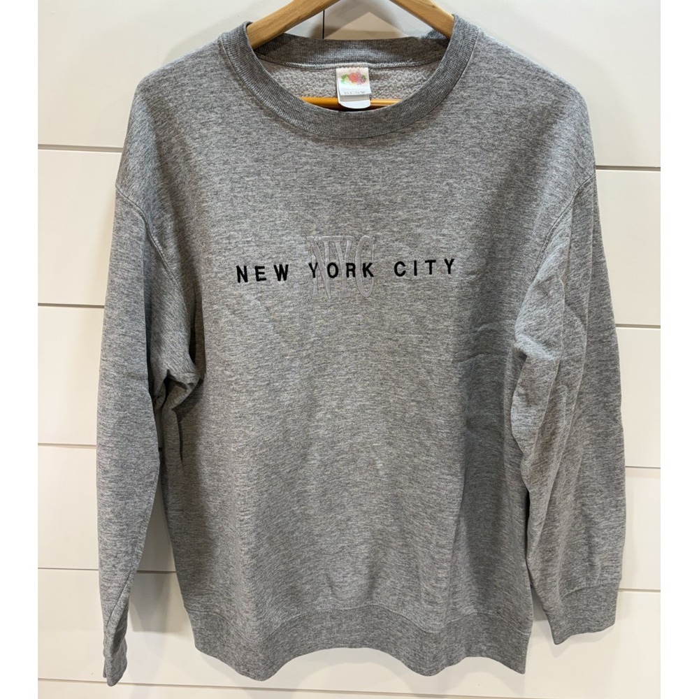 Vintage New York City Crewneck Sweatshirt Men's Size Large L Gray Embroidered
